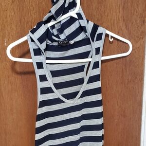 Striped Sleeveless Maxi WITH Hood